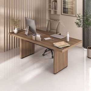 Mesa Para Escritório E Reunião 2 Metros Tamburato 5 Cm Nogal-preto