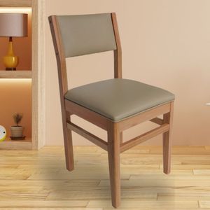 Cadeira Madeira Maciça Estofada Para Sala De Jantar Topázio Natural-bege