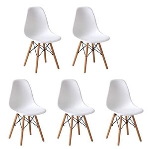 Conjunto 5 Cadeiras Para Sala De Jantar-cozinha Eames Eiffel Dkr Branco