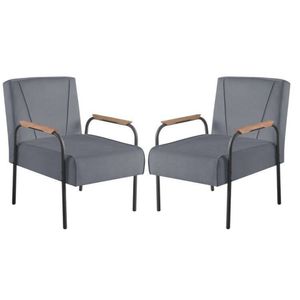 Kit 2 Poltronas Para Sala De Estar Apolo Estilo Contemporâneo Cinza