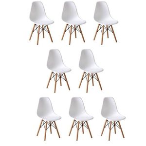Conjunto 8 Cadeiras Para Sala De Jantar-cozinha Eames Eiffel Dkr Branco