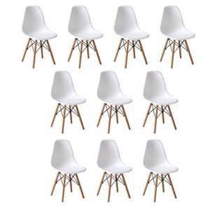 Conjunto 10 Cadeiras Para Sala De Jantar-cozinha Eames Eiffel Dkr Branco