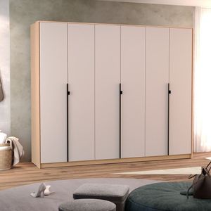 Guarda Roupa Casal 6 Portas Hefesto Carvalho Nature-off White