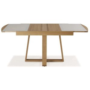 Mesa De Jantar Retangular Lírio Extensível 122-178 Tampo De Vidro Amendoa