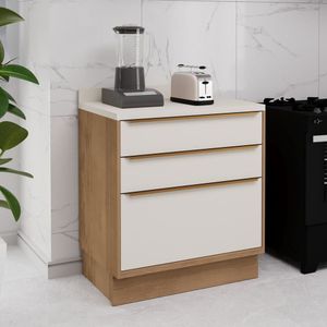 Balcão De Cozinha 80cm 3 Gavetas Viena Freijó-cinza