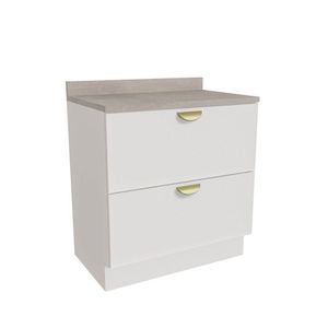 Balcão 2 Gavetões 80cm Com Tampo Arizona Cabecasa Madeiramadeira Branco-champanhe