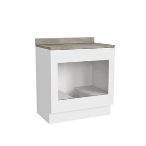 Balcão Para Forno De Embutir 80cm Com Tampo Arizona Cabecasa Madeiramadeira Branco