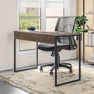 Mesa Com Pé De Aço Para Escritório Design Moderno Branco E Preto