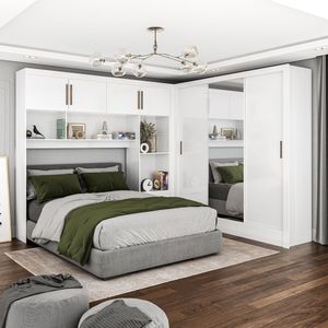 Guarda-roupa Casal Modulado 5 Portas Santiago 3 Portas Plus 5 Gavetas Com Espelho Branco