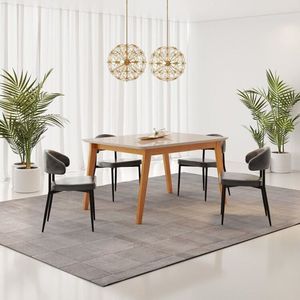 Conjunto Sala De Jantar Mesa Elegance Candian Com 4 Cadeiras Bless Marrom-off White-preto