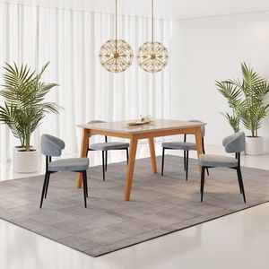 Conjunto Sala De Jantar Mesa Elegance Candian Com 4 Cadeiras Bless Marrom-off White-cinza