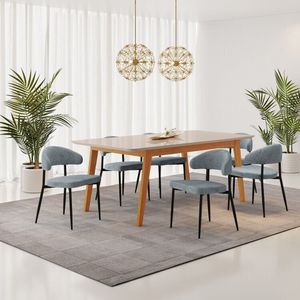 Conjunto Sala De Jantar Mesa Elegance Candian Com 6 Cadeiras Bless Marrom-off White-cinza
