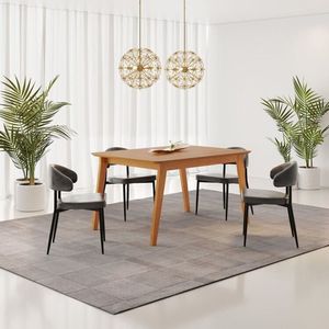 Conjunto Sala De Jantar Mesa Elegance Com 4 Cadeiras Bless Marrom-preto