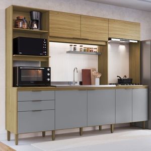 Cozinha Compacta 8 Portas E 2 Gavetas Ipê-griseo