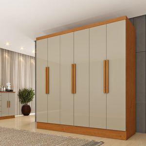 Guarda Roupa 6 Portas 180cm Munique Espresso Móveis Cinamomo- Off White