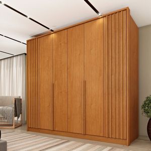 Guarda Roupa 6 Portas Ripado Nova York 244x232x56 Cm Cinamomo