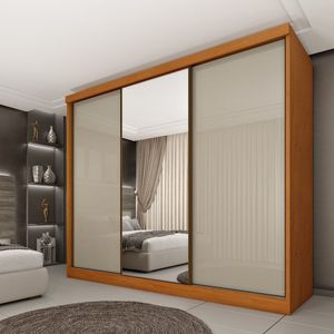 Guarda Roupa 3 Portas 270cm California Espresso Móveis Cinamomo- Off White