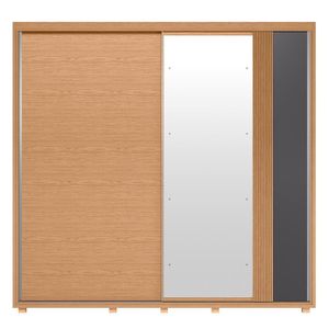 Guarda Roupa Casal 02 Portas Deslizantes Com Espelhos Acácia Freijó-off White -titanium