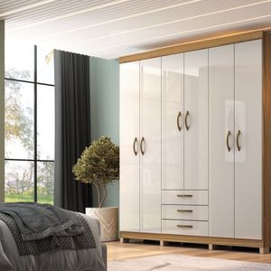 Guarda-roupa Casal 6 Portas E 3 Gavetas Ipê-cristalo