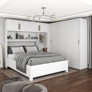 Guarda-roupa Casal Modulado 4 Portas Com Cama Santiago 3 Portas 5 Gavetas Branco