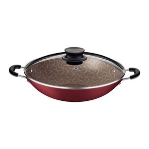 Wok Tramontina Paris Antiaderente Vermelho Com Tampa De Vidro 32 Cm 4,4 L