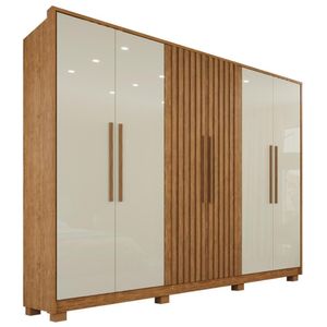 Guarda Roupa Casal 100% MDF 6 Portas E 6 Gavetas Titanium Ripado Tudo De Móveis Off Cinamomo