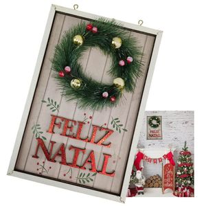 Quadro Decorativo Natalino Feliz Natal Guirlanda Com Bolinhas Decoraçao Advento Parede Porta Loja Casa