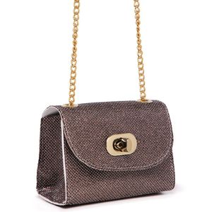 Bolsa Tiracolo Feminina Pequena Strass Corrente Balada Luxo Grafite