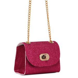 Bolsa Tiracolo Feminina Pequena Strass Corrente Balada Luxo Rosa