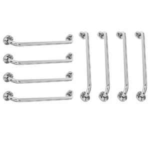Alça De Apoio 60cm Barra Inox Kit 8 Unidades Idoso Gestante Deficiente Cadeirante Suporte Resistente Segurança Banheiro Box