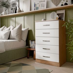 Cômoda Multiuso Organizadora De Roupas Com 5 Gavetas Para Quarto Menina E Menino Teka Branco