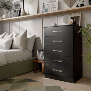 Cômoda Multiuso Organizadora De Roupas Com 5 Gavetas Para Quarto Grande Preto