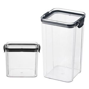 Pote Hermetico Conserva Tampa Com Trava Kit 2 Unidades Acrilico Transparente Alimento Mantimento