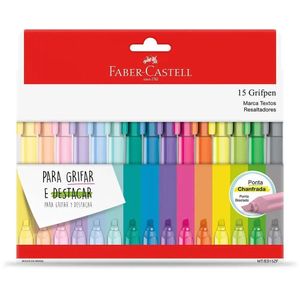 Kit Marca Texto Grifpen Faber Castell - C- 15 Cores