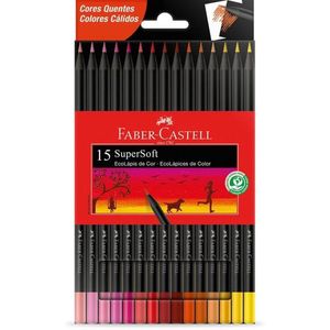 Lápis De Cor Faber Castell Supersoft 15 Cores Quentes
