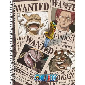 Caderno Universitário One Piece Tilibra Capa Dura Espiral - 1 Matéria 80 Folhas Wanted