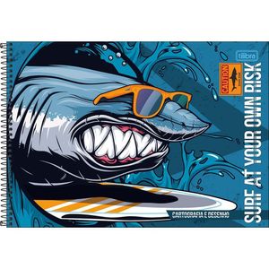 Caderno De Desenho 4-fun Tilibra - 80 Folhas Tubarão