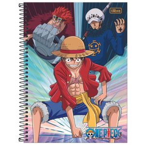 Caderno Universitário One Piece Tilibra Capa Dura Espiral - 1 Matéria 80 Folhas 3 Personagens