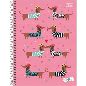 Caderno Universitário Spice Feminino Tilibra Capa Dura Espiral - 1 Matéria 80 Folhas Cachorro