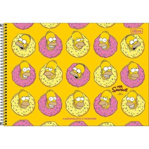 Caderno De Desenho Simpsons Tilibra - 80 Folhas Amarelo Rosquinha