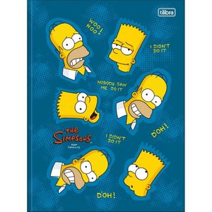 Caderno Universitário Simpsons Tilibra Capa Dura Brochura - 80 Folhas Fundo Azul Escuro