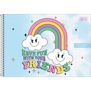 Caderno De Desenho Good Vibes Tilibra - 80 Folhas Azul