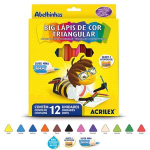 Big Lápis De Cor Triangular Mina 4mm Acrilex - 24 Cores