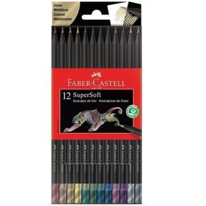 Lápis De Cor Supersoft Metálicas Faber Castell - 12 Cores