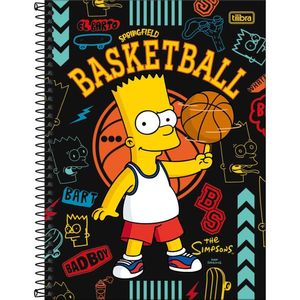 Caderno Universitário Simpsons Tilibra Capa Dura Espiral - 10 Matérias 160 Folhas Bart Basquete