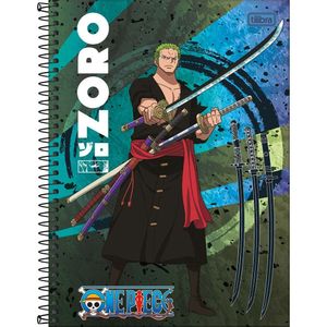 Caderno Universitário One Piece Tilibra Capa Dura Espiral - 1 Matéria 80 Folhas Zoro