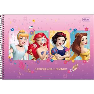 Caderno De Desenho Princesas Tilibra - 80 Folhas 4 Princesas Fundo Roxo