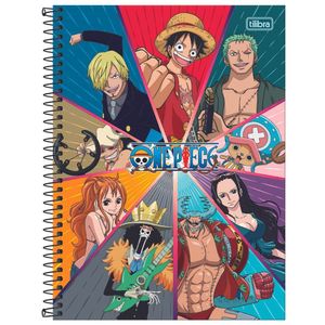 Caderno Universitário One Piece Tilibra Capa Dura Espiral - 1 Matéria 80 Folhas Todos Os Personagens