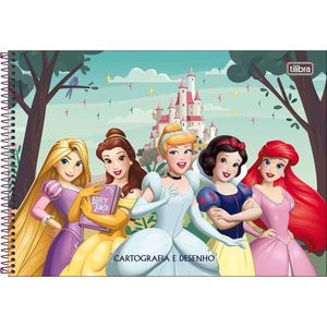 Caderno De Desenho Princesas Tilibra - 80 Folhas Fundo Castelo Verde
