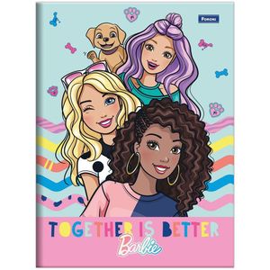 Caderno Universitário Barbie Foroni Capa Dura Brochura - 48 Folhas Rosa C- Turquesa